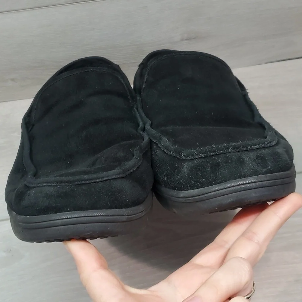 Vionic Mens Gustavo Suede Faux Fur Slippers Loafer Slip on shoes sz 11.5